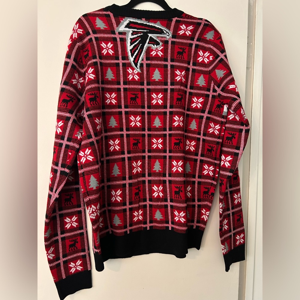 NFL Atlanta Falcons Red and Black Crewneck Sweater - Picture 4 of 5
